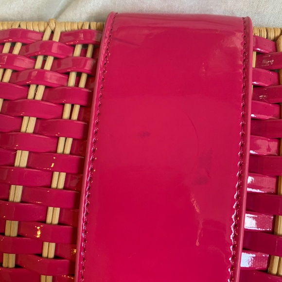 Tory Burch Pink/Tan Basketweave Clutch Handbag